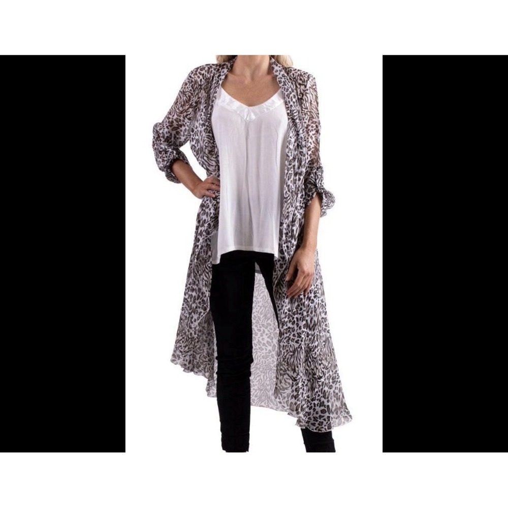 Gigi Moda Animal Print Kimono Duster Cardigan One Size Beach Swim‎ Cover Resort
